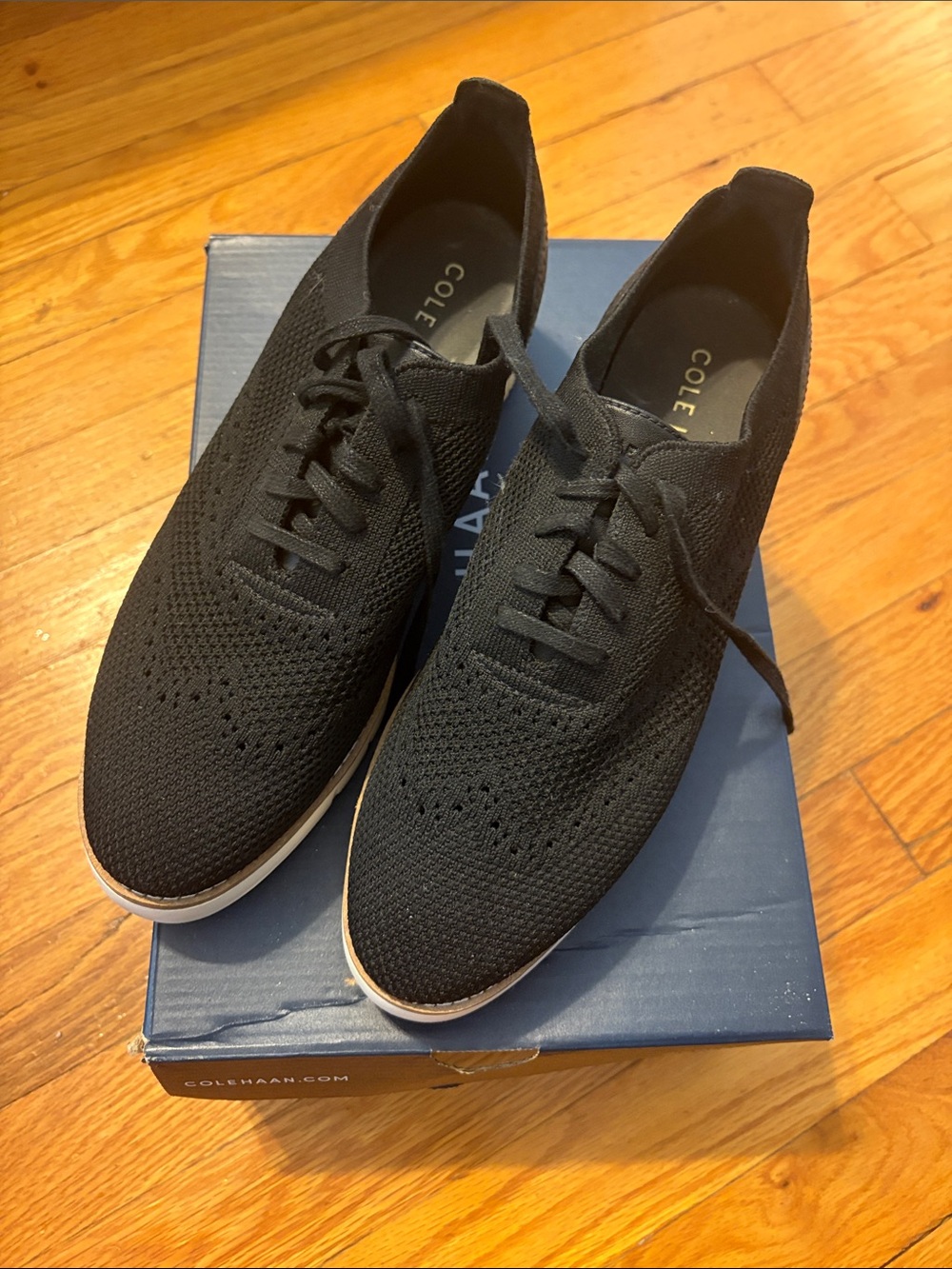 Cole Haan Women’s Black Knit Lace-Up Sneakers
